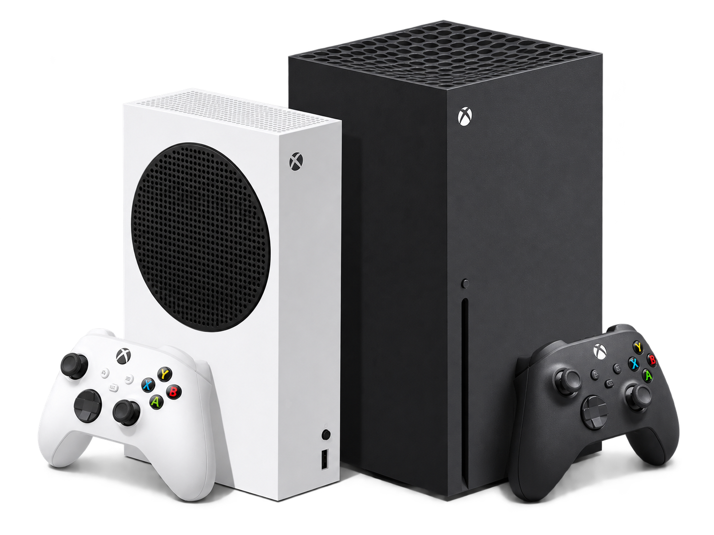 Xbox Series X y Xbox Series S con controles Xbox